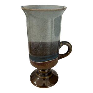 Vintage Otagiri Japan Stoneware Pedestal Mug – Brown and Gray Glaze – Handcrafte